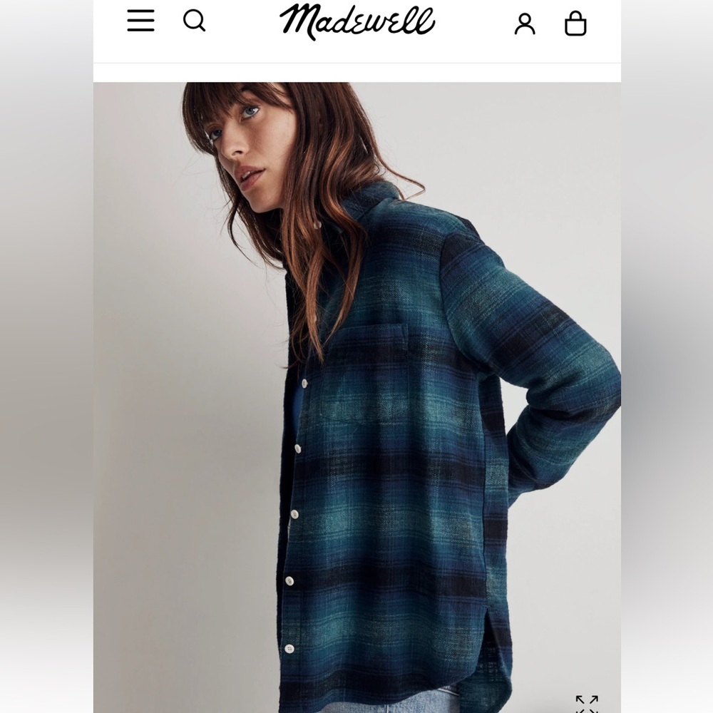 Madewell Blue and Black Plaid flannel